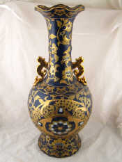 Appraisal: A large Oriental vase decorated in gilt over blue with