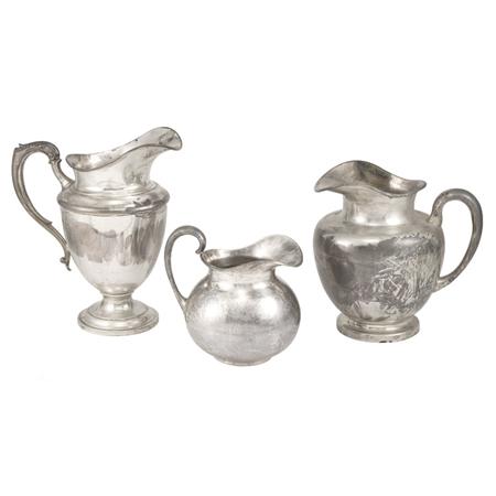 Appraisal: Two Mexican Silver Pitchers Together with a Towle Sterling Silver