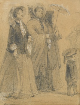 Appraisal: A Fine Mid- th Century Drawing Three women and a