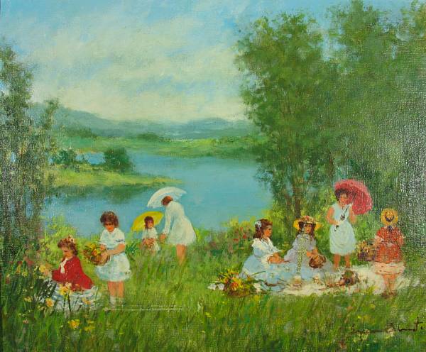 Appraisal: Attributed to Suzanne Demarest American - A Picnic by a