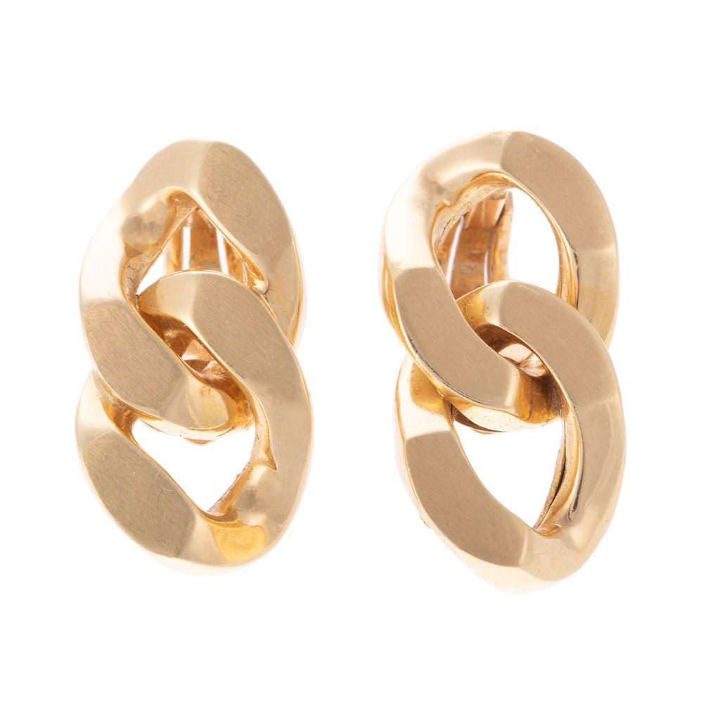 Appraisal: A Pair of Bulgari Chain Link Earrings in K K