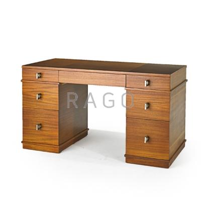 Appraisal: STYLE OF PAUL LASZLO Desk USA s Mahogany and zinc