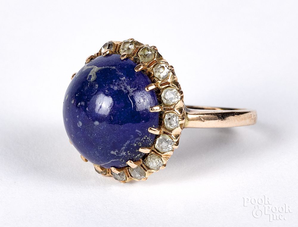 Appraisal: K gold diamond and lapis ring size K gold diamond