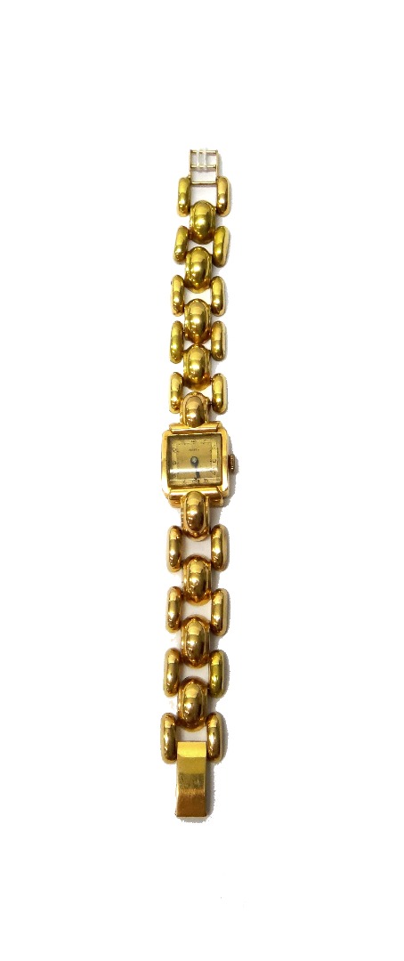 Appraisal: A lady's gold Anita bracelet wristwatch the singed square dial