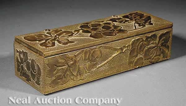 Appraisal: An Arts and Crafts Punched Brass Jewelry Box c -