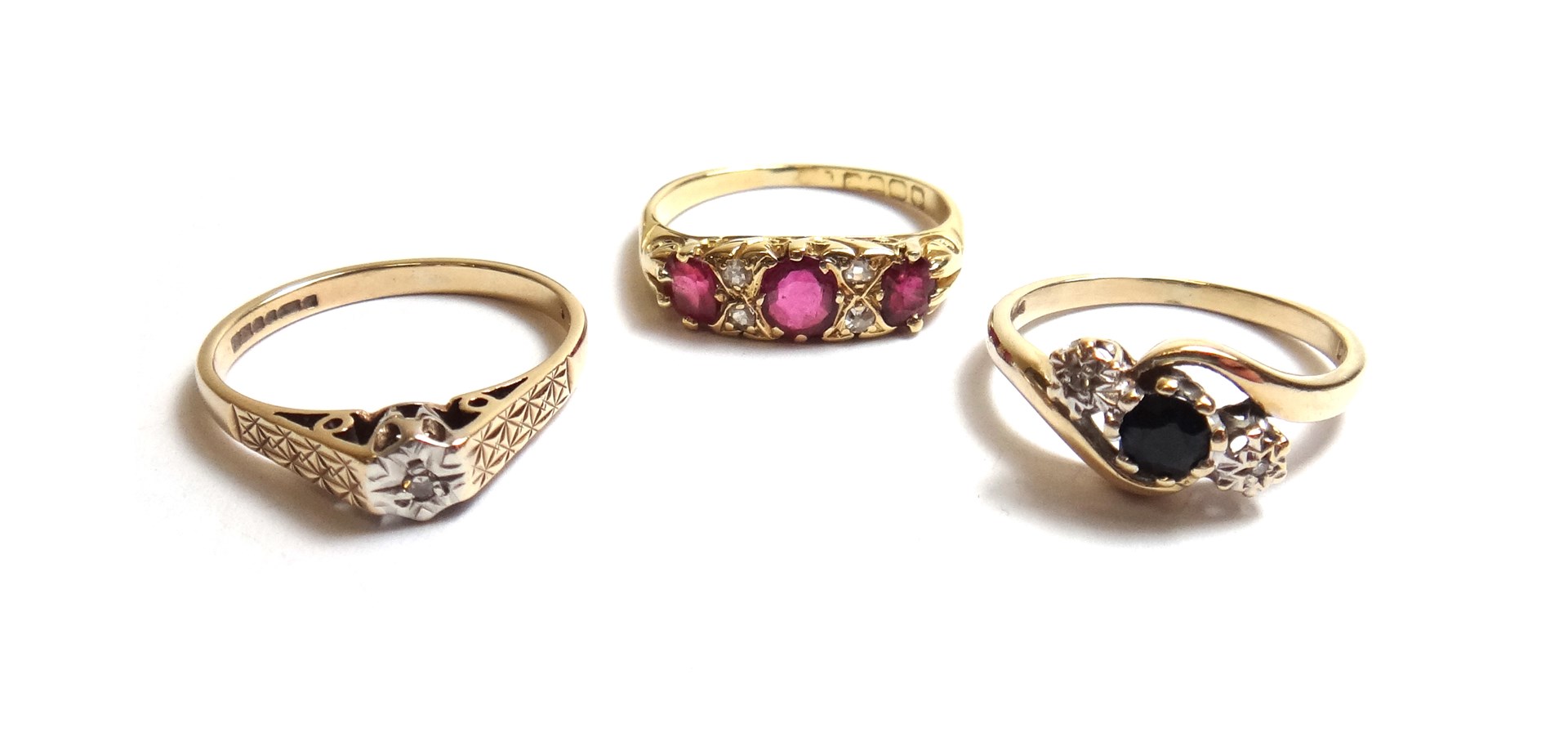 Appraisal: An ct gold ruby and diamond set ring mounted with