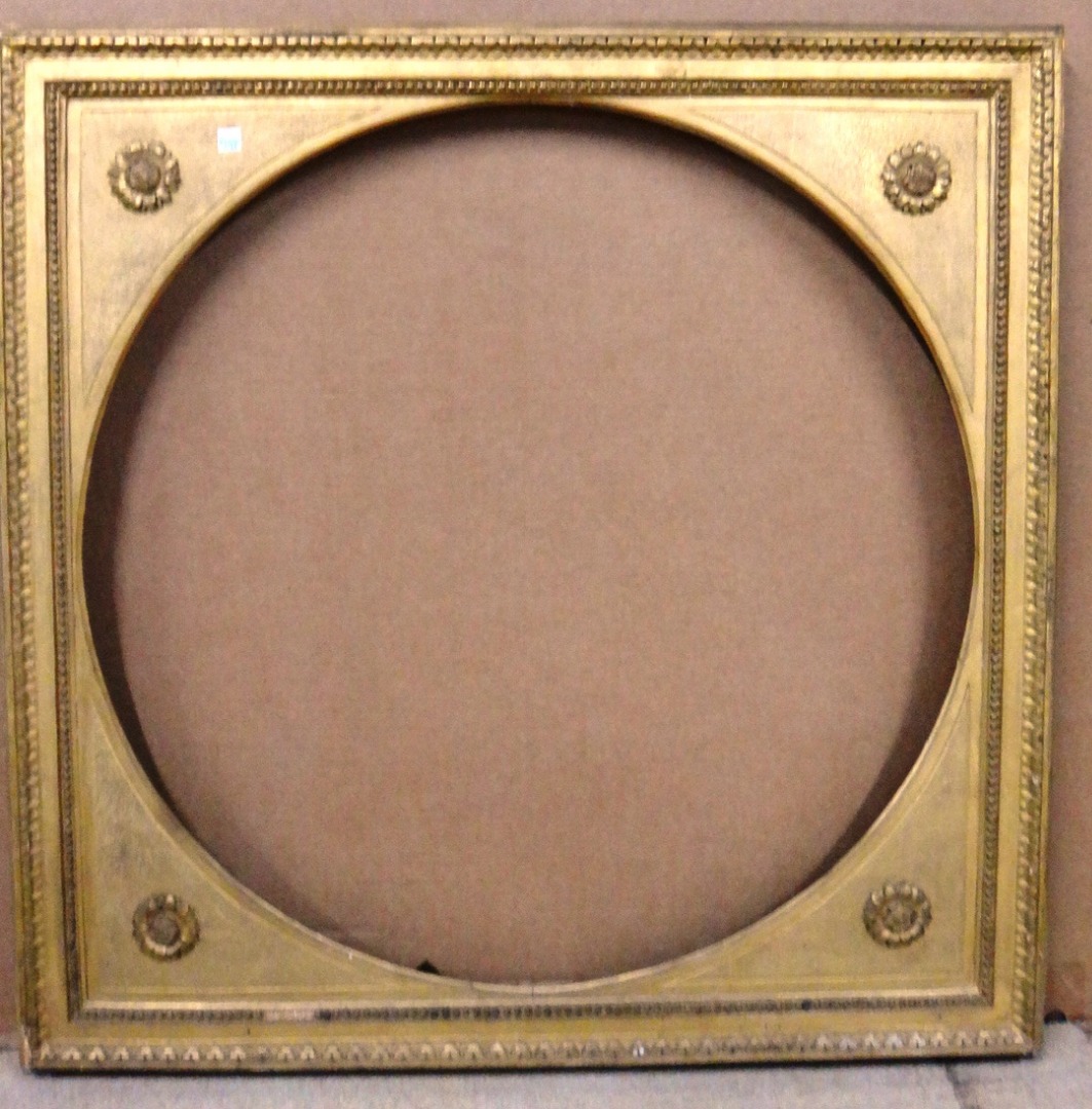 Appraisal: A th century gilt plaster frame with circular insert with