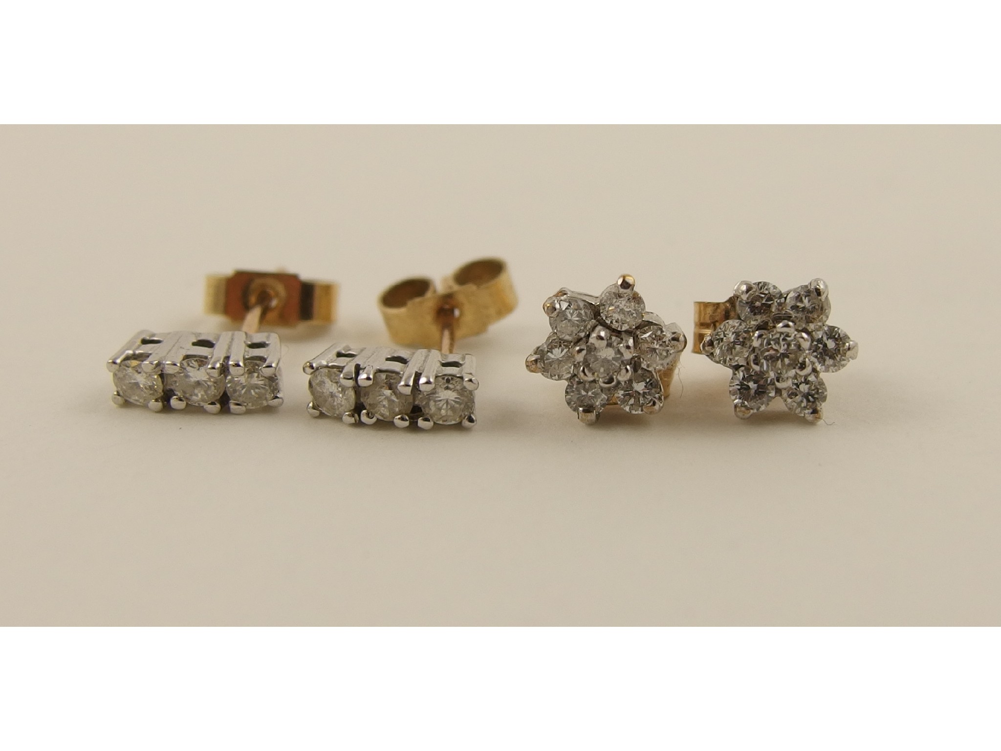 Appraisal: Two pairs of ct diamond set earrings