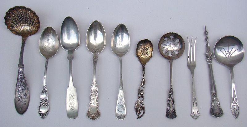 Appraisal: TWENTY-TWO PIECES OF STERLING SILVER FLATWARE By various makers Includes