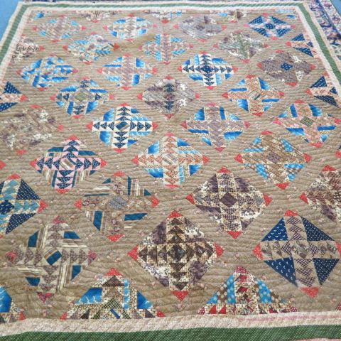 Appraisal: Early Antique Handmade Quilt circa lots of chintz and browns