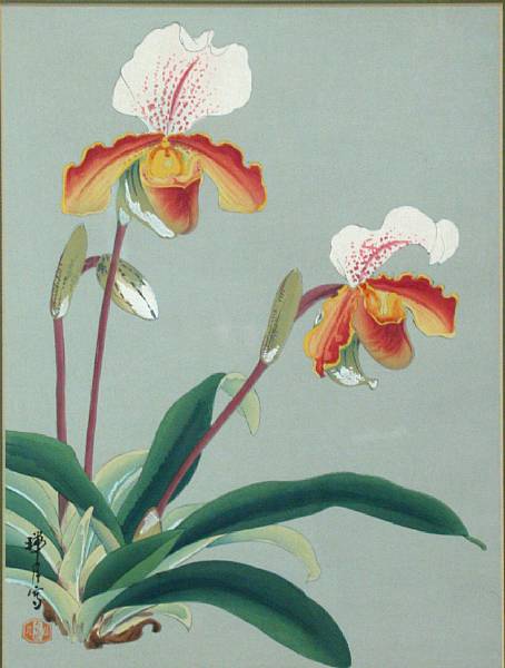 Appraisal: Unknown Artist Orchids n d Color woodcuts on Japanese laid