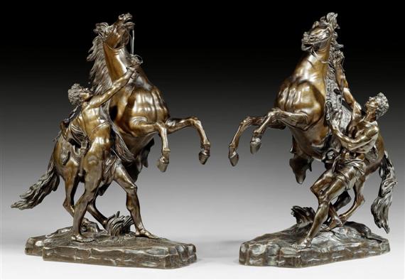 Appraisal: PAIR OF BRONZE HORSES also known as Chevaux de Marly