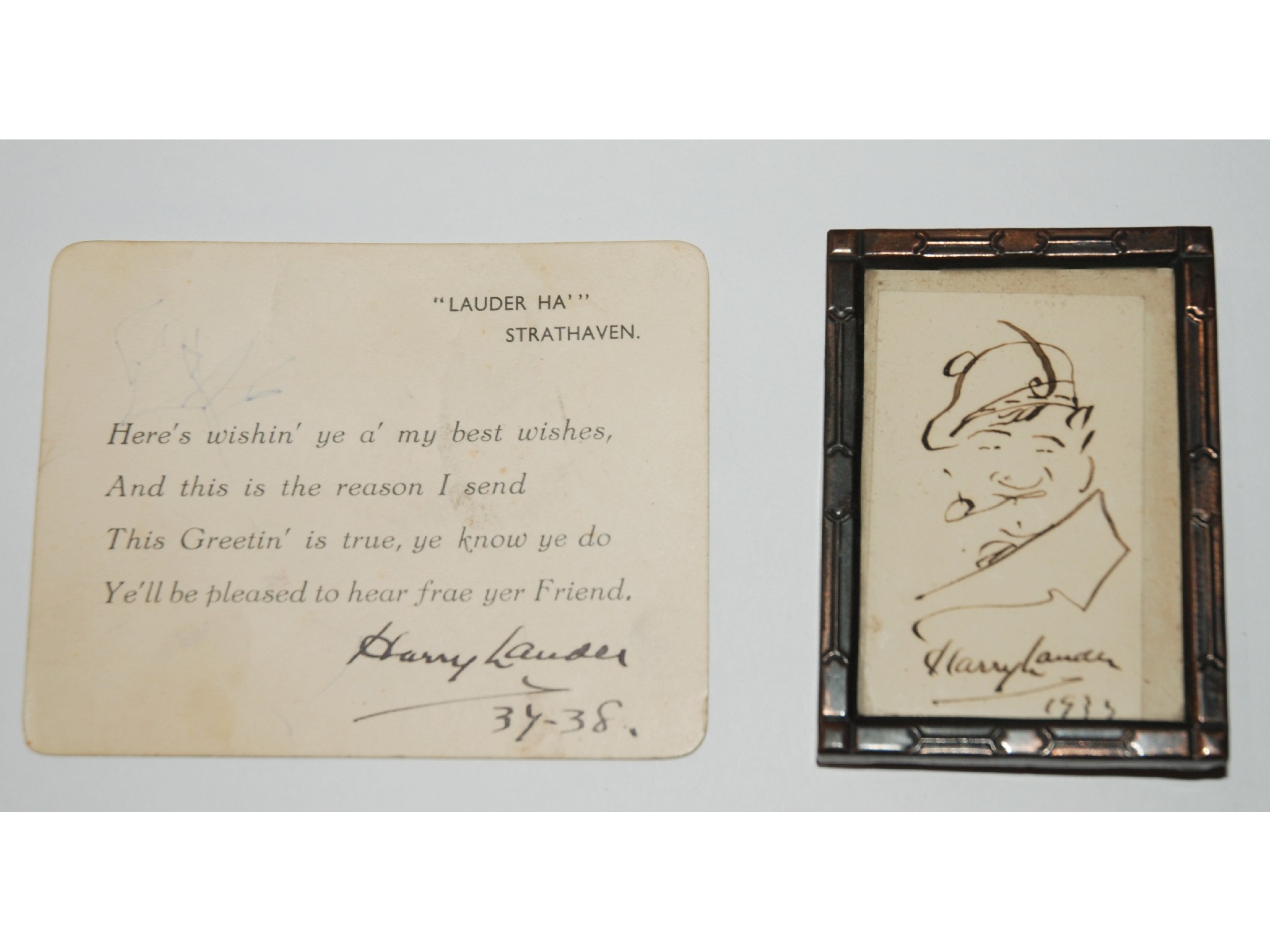 Appraisal: A signed Harry Lauder caricature dated and a signed Harry