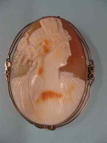 Appraisal: k Gold Cameo Pin or Pendant carved shell portrait of