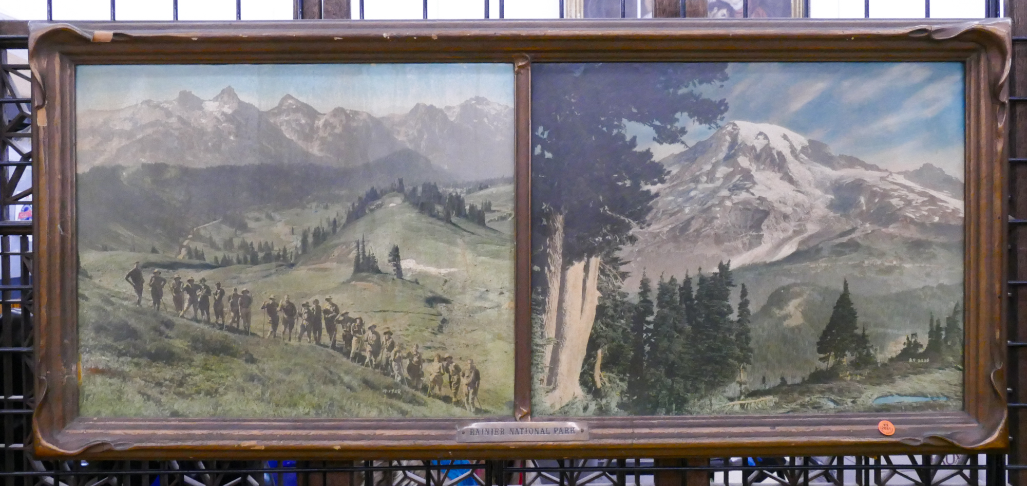 Appraisal: Rainier National Park Diptych Tinted Photograph in Piecrust Frame- AS