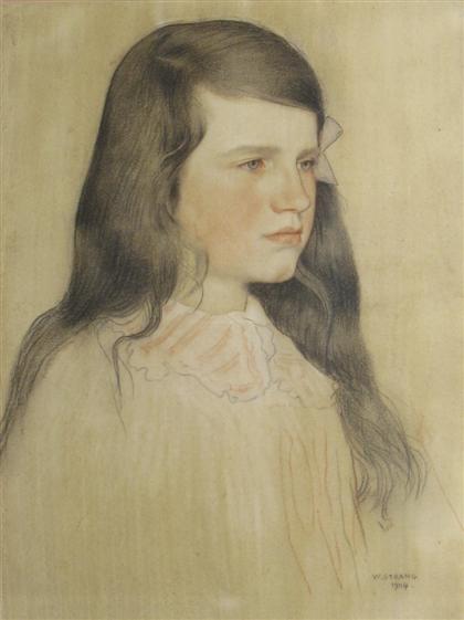 Appraisal: WILLIAM STRANG scottish - PORTRAIT OF A YOUNG GIRL Signed