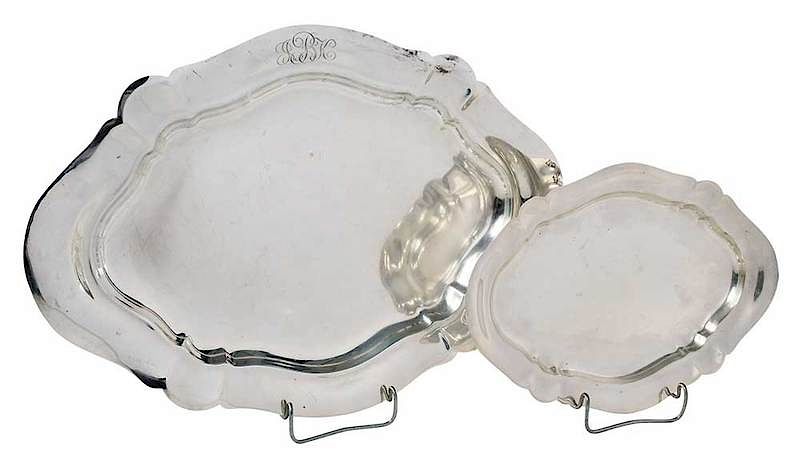 Appraisal: Two Sterling Reed Barton Dublin Trays American - cartouche forms