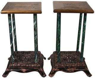 Appraisal: Pair of Slot Machine Stands Contemporary with bronze-tone metal bases