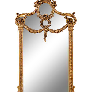 Appraisal: A Pair of Louis XVI Style Giltwood Pier Mirrors Late