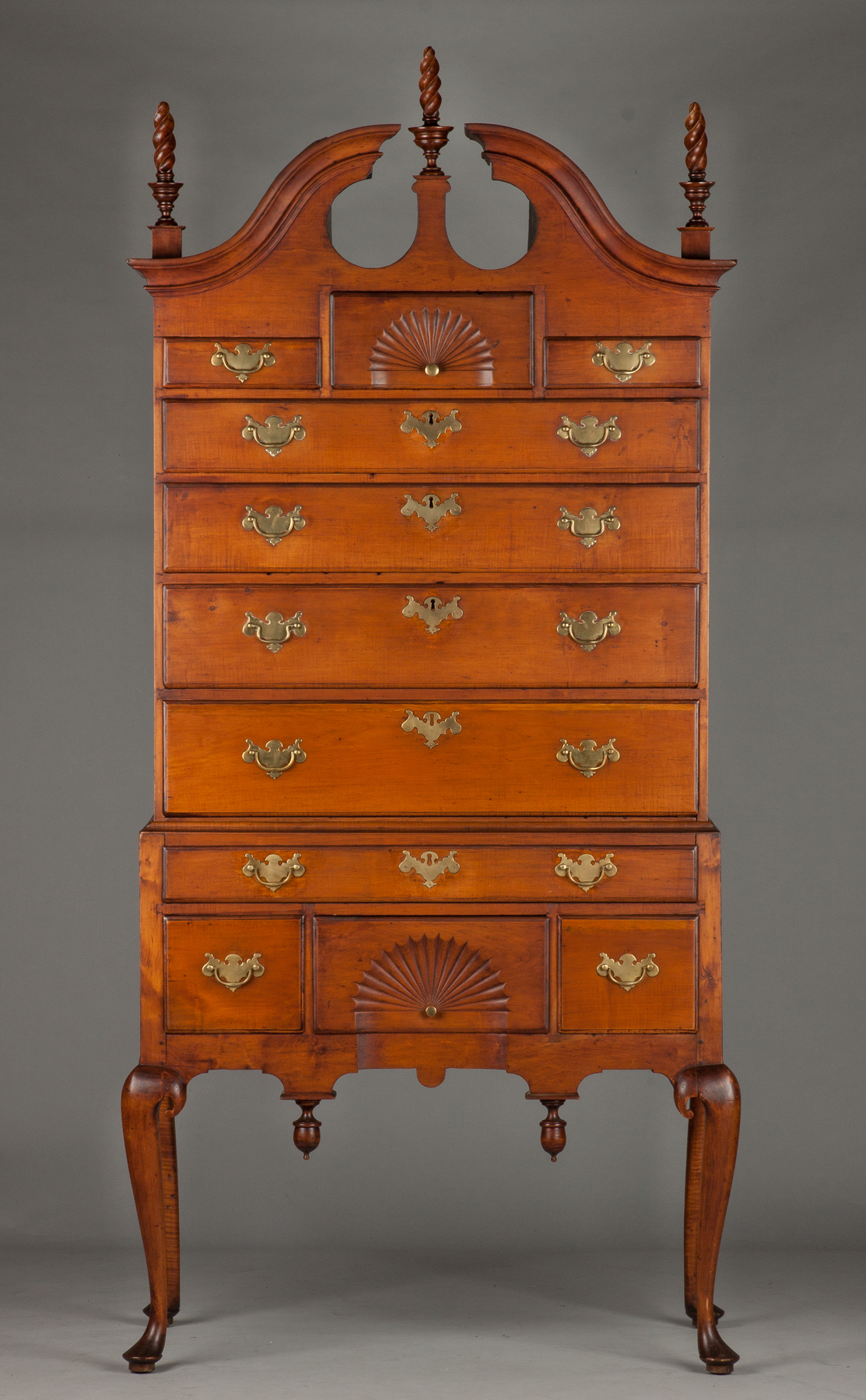 Appraisal: Queen Anne Maple Bonnet-Top Highboy MA th cent