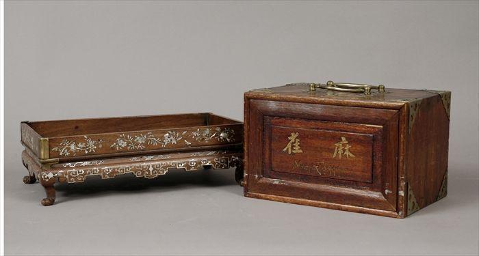 Appraisal: Chinese Mah-Jongg Set in Brass-Bound Rosewood Case Inside of front