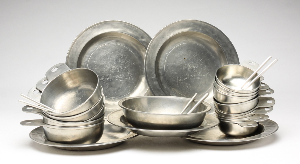 Appraisal: J THOMAS STAUFFER PERIOD STYLE PEWTER GROUPING American Twentieth century