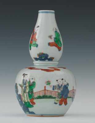 Appraisal: A Chinese Double Gourd Vase Hand decorated in polychrome with