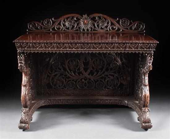 Appraisal: Anglo-Indian carved rosewood serving board early th century floral carved