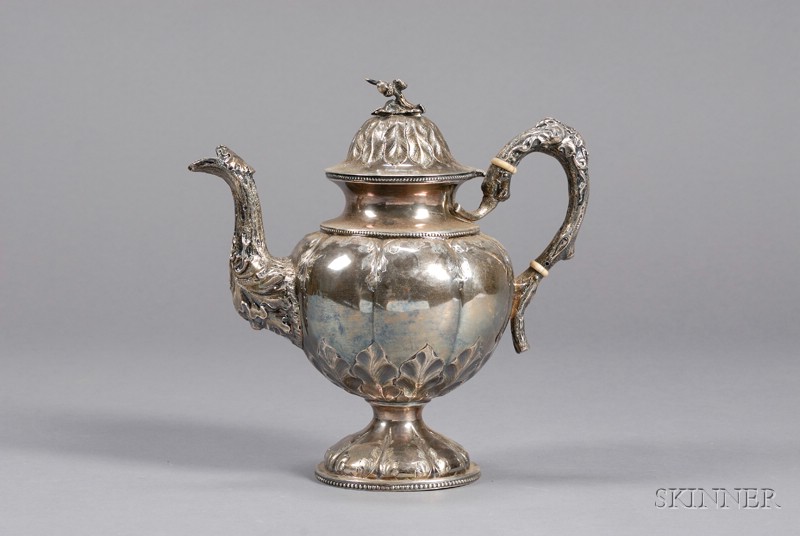 Appraisal: Jones Ball Co Coin Silver Coffeepot - ovoid body with