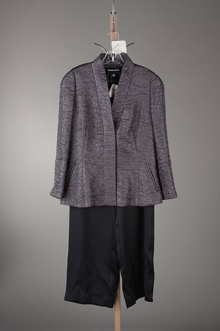 Appraisal: Giorgio Armani plum polyester jacket and black silk slacks Size