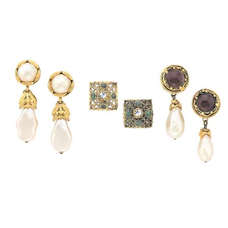 Appraisal: Three Pairs of Chanel Drop Earrings Estimate -