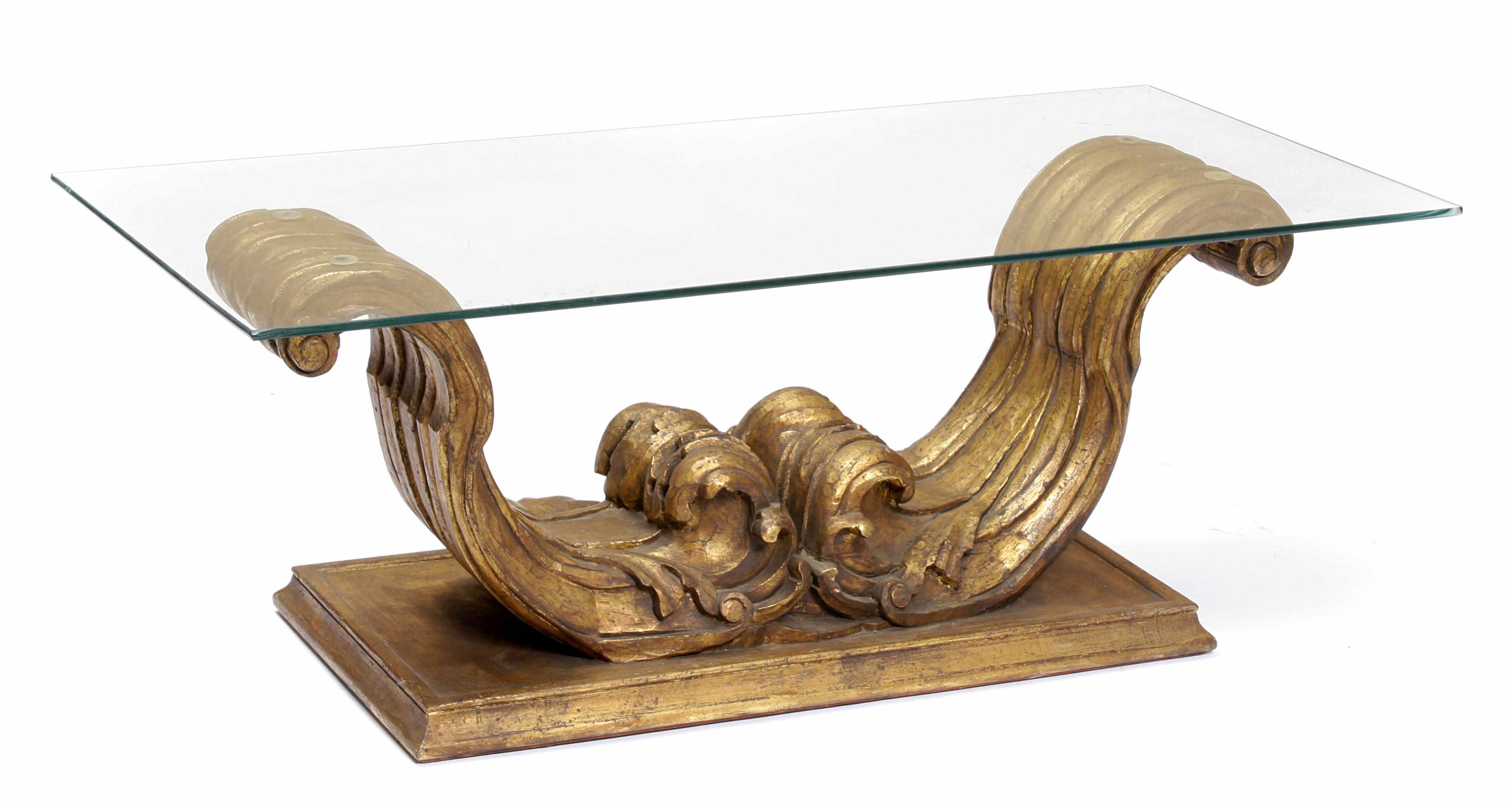 Appraisal: An Italian Rococo style giltwood and glass low table height