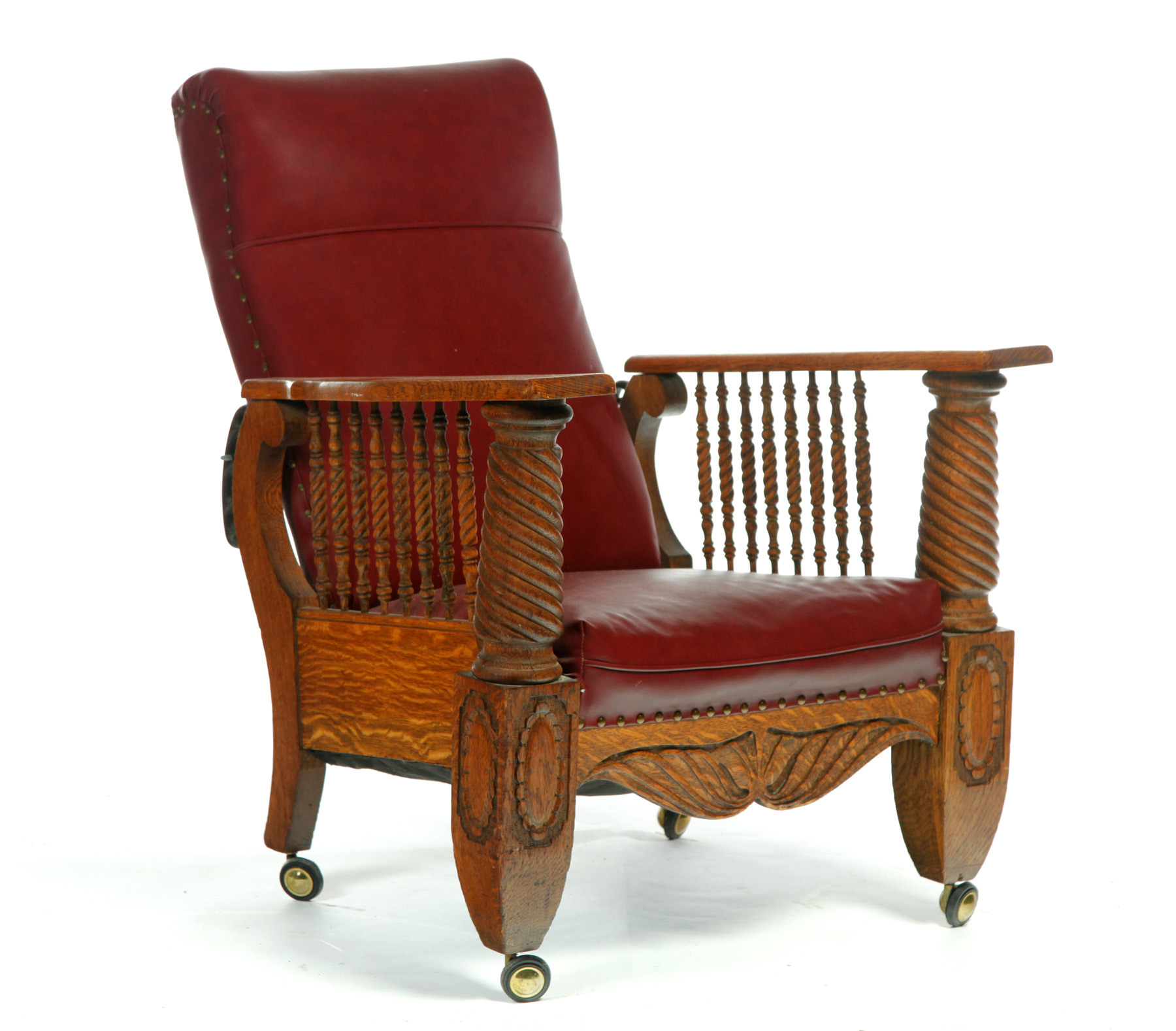 Appraisal: OAK MORRIS CHAIR American st quarter- th century Rope turned