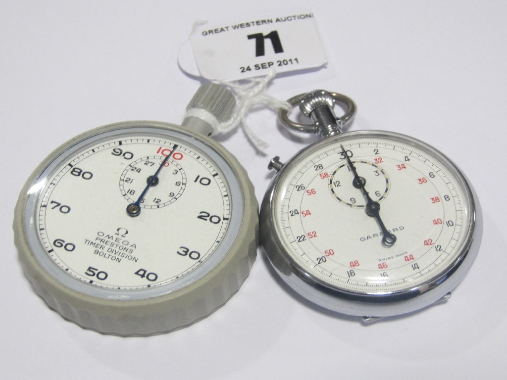 Appraisal: Lot comprising an Omega plastic cased stop watch and one