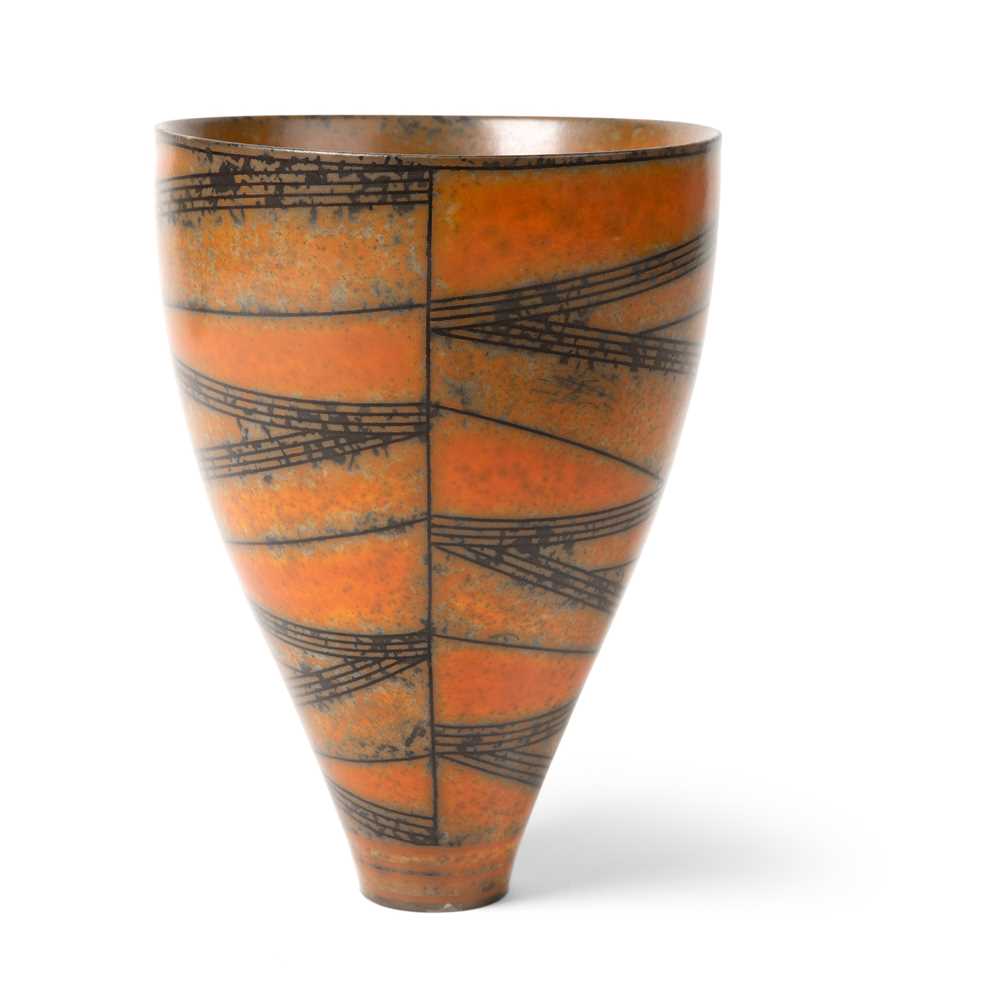 Appraisal: DUNCAN ROSS BRITISH - VASE impressed artist's seal earthenware smoke-fired