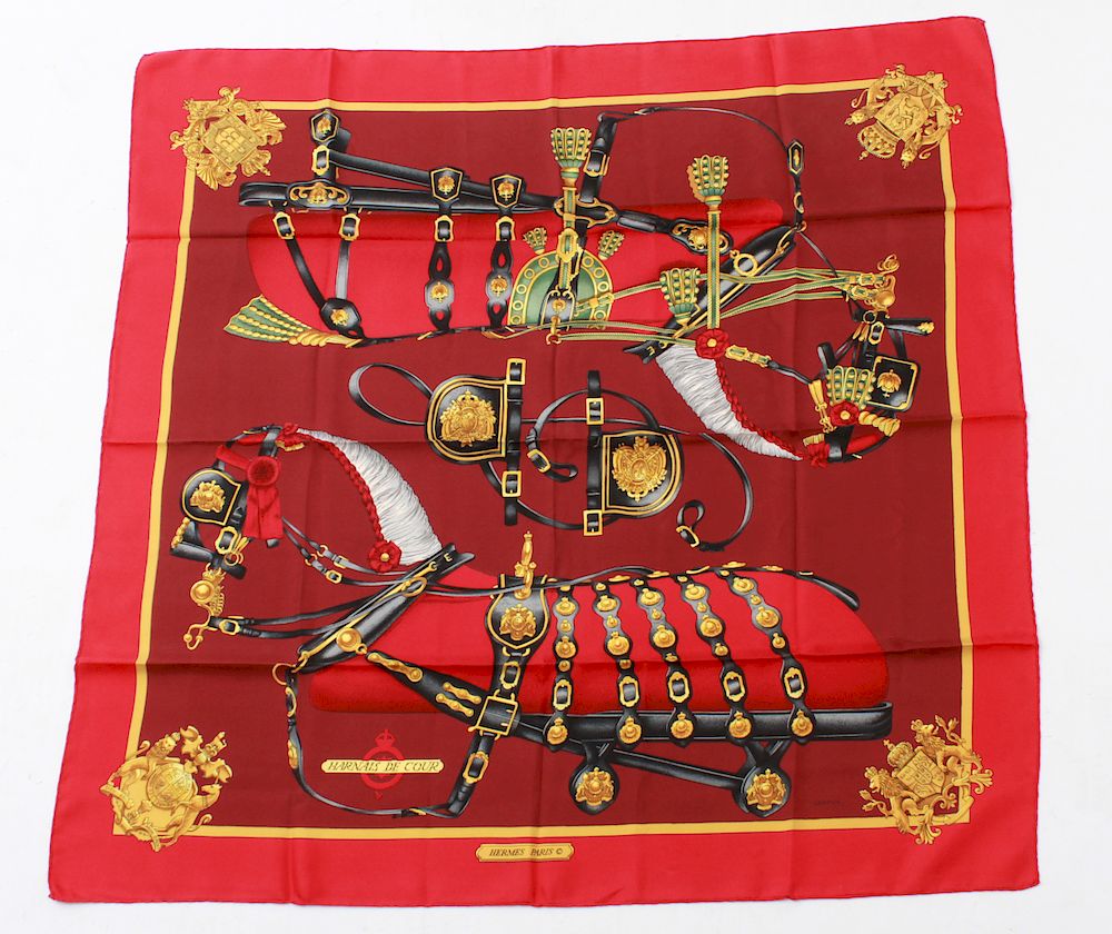 Appraisal: Hermes Harnais de Cour Silk Scarf Hermes silk scarf Harnais