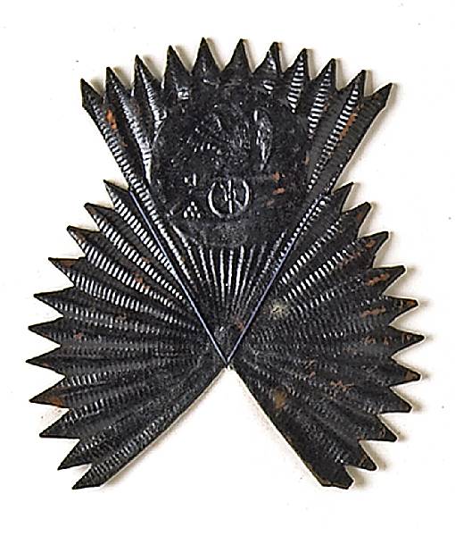 Appraisal: A militia Artillery fan cockadecirca - Black leather impressed with