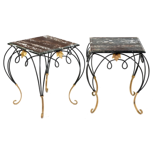 Appraisal: A pair of black and gilt painted steel tables with