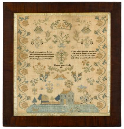 Appraisal: Needlework sampler hannah jones work burlington county