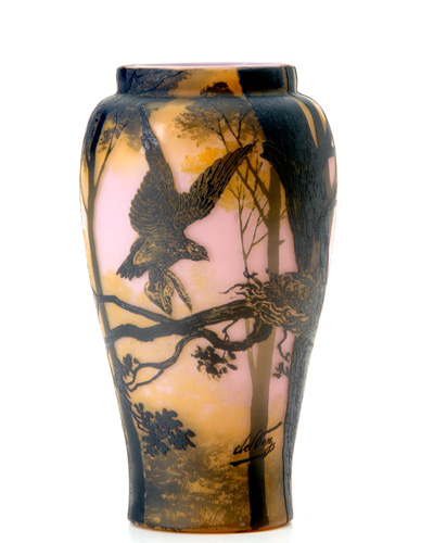 Appraisal: DE VEZ Scenic cameo vase patterned with an eagle alighting