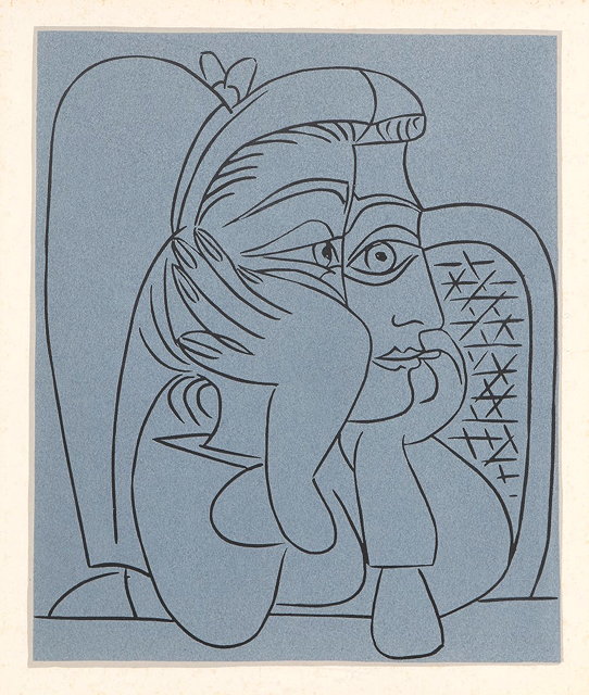 Appraisal: After Pablo Picasso Spanish - Portrait of Jacqueline Accoudeelithograph cm