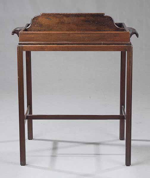 Appraisal: An Antique English Mahogany Tray on Stand the divided tray