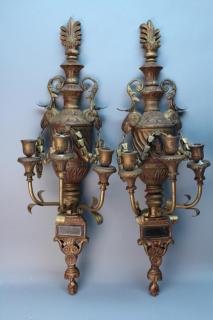 Appraisal: Italian Pair of Antique Gilt Arm Sconces Pair of Antique