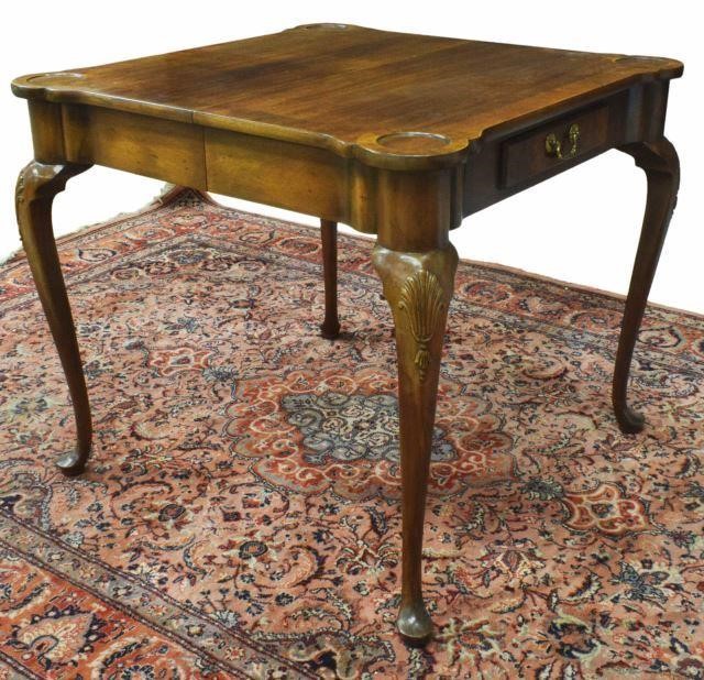 Appraisal: Chippendale style mahogany extension game table Henredon from the Aston