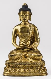 Appraisal: Chinese gilt bronze Buddha in dhyanasana pose h Chinese gilt