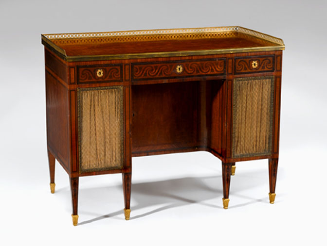 Appraisal: Dutch neoclassical style mahogany tulipwood and rosewood dressing table The