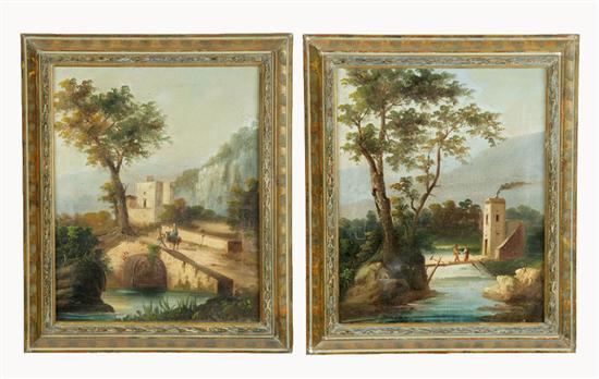 Appraisal: PAIR OF LANDSCAPES ITALIAN SCHOOL ND HALF- TH SCHOOL Oil