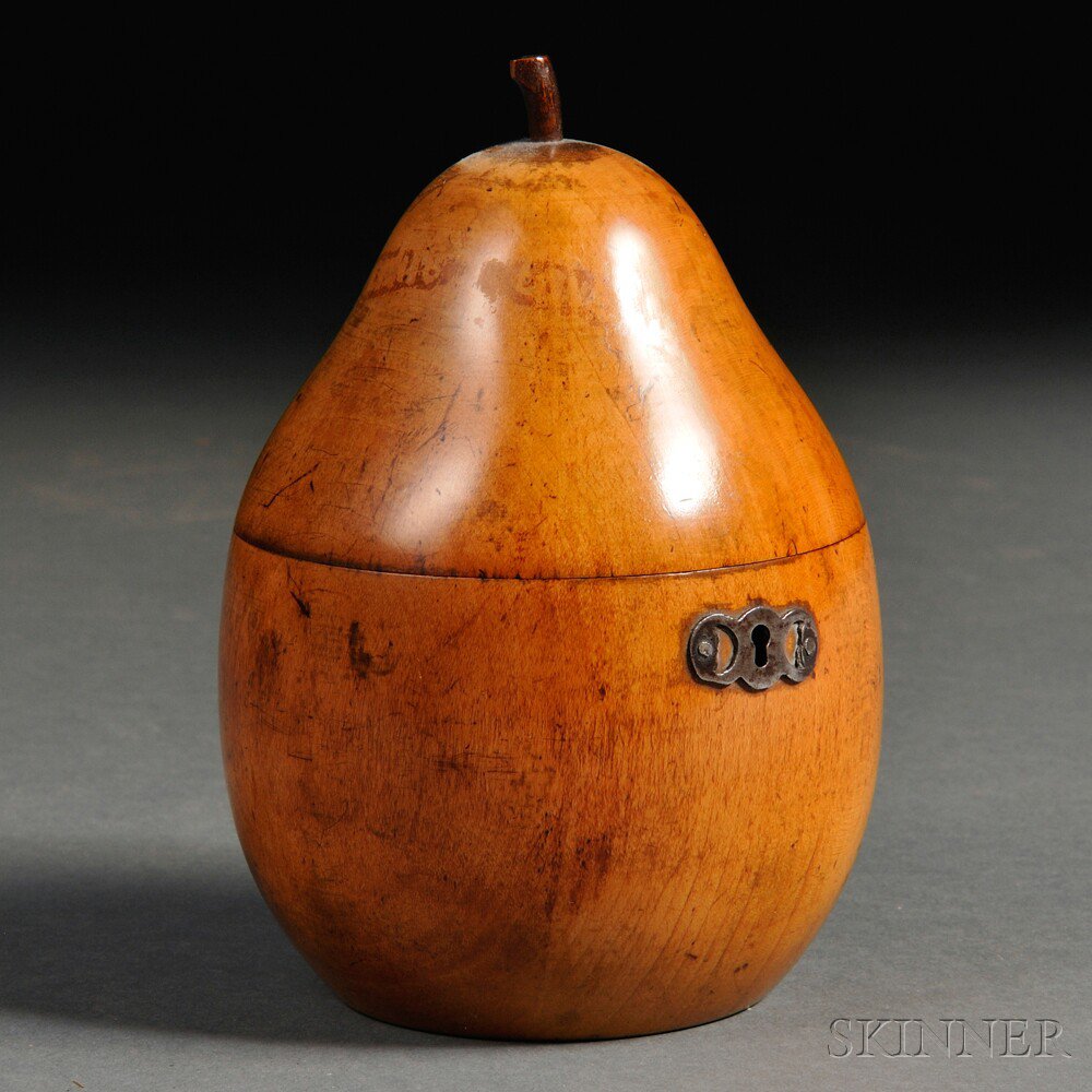 Appraisal: Fruitwood Pear-form Tea Caddy England late th century with steel