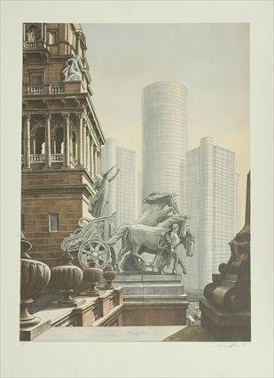 Appraisal: Richard Haas th C Chicago Courthouse Lithograph signed and dated