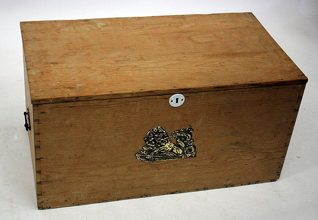 Appraisal: A PINE BLANKET BOX cm wide together with a long